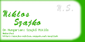 miklos szajko business card
